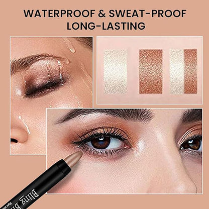Eyeshadow Shimmer Stick, 16 Color Highlighter Eyeshadows Pencil Waterproof Glitter Eye Shadow Eyeliner Pen, Waterproof Eyeshadows Shimmer Stick Long Lasting Brightener Eyeshadow (06 Desert)