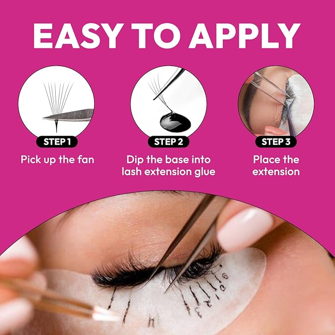 Eyesy Lash 500 Promade Fans - Volume Premade Lash Fans for Eyelash Extensions Pointy Base Handmade Loose Pre Made Eyelashes Middle Stem Soft and Lightweight (6D 0.07 C 13mm)