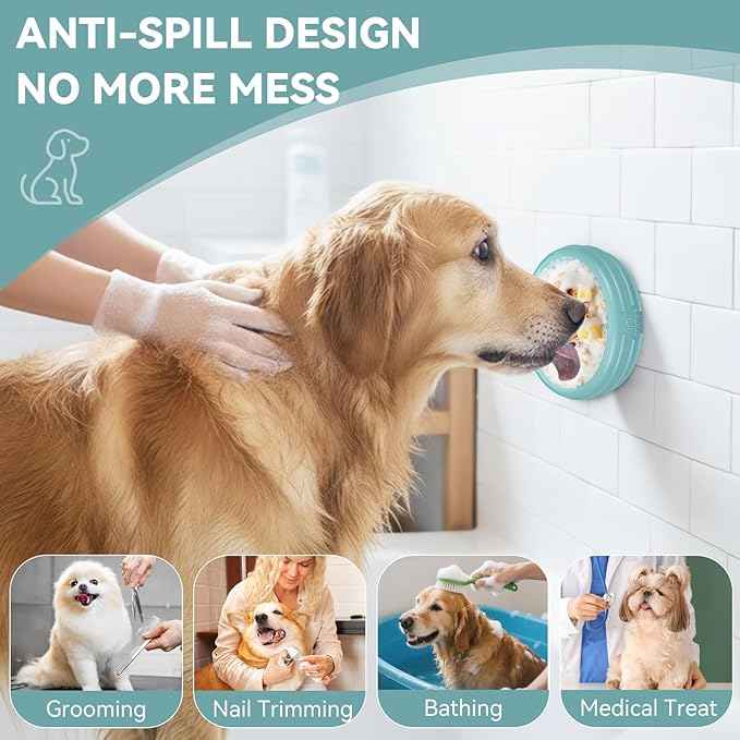 Dog Lick Bowl, Animire Freeze Lick Mat for Dogs, Non-Slip Slow Feeder Licking Bowl Enrichment Treat for Distraction Anxiety Relief, Food Grade Silicone, Dishwasher Safe(Teal,XL)