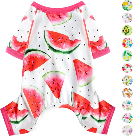 Dog Pajamas for Small Dogs - Dog Pjs - Cute Dog Pet Clothes Onesies Outfits for Doggie Girl Summer Shirts Sleeper for Pet Cats Jammies Puppy Teacup Clothes, Red
