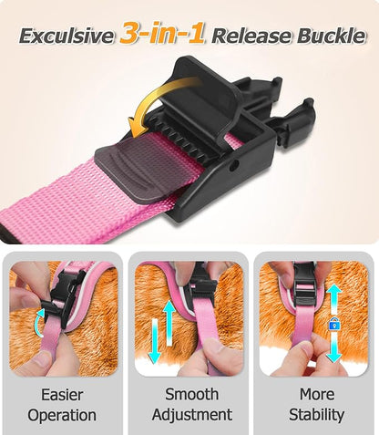 Halypet Cat Harness and Leash Set [MAX Safety 4th-Gen Upgrade] Escape Proof Adjustable Cat Leash Comfortable Soft Vest Easy to Wear Kitten Harness with Reflective Strip for Cats Walking, XS Pink