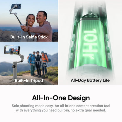 Insta360 Flow 2 Plus Ai Tracker Bundle Grey - Foldable Phone Gimbal, Ai Tracking With Any App, Multi-Person Tracking, Built-In T