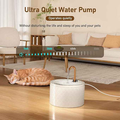 DOOOB Ceramic Cat Water Fountain, 2.1L/71oz Cat Fountain, Automatic Ceramic Water Fountain for Cats, Pet Water Fountain with Ultra-Quiet Pump and 3 Filters & 3 Sponges (Firework Embossed)