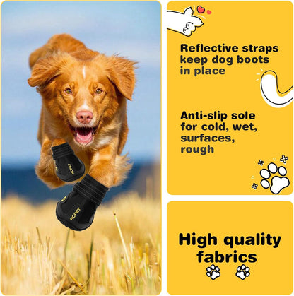 Hcpet Dog Shoes, Dog Boots for Small Dogs, Waterproof Medium Dog Booties Paw Protector for Summer Hot Pavement, Winter Snowy Day, Outdoor Walking, Indoor Hardfloors Anti Slip Sole Black Size 1