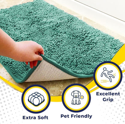 Muddy Mat® Shown on TV – Super Absorbent Door Mat Indoor, Microfiber Quick Dry Chenille Entryway Rug, Non-Slip Front Door Mat, Indoor Mats for Entryway, Machine Washable Pet Rug, Sea Green 36"x60"
