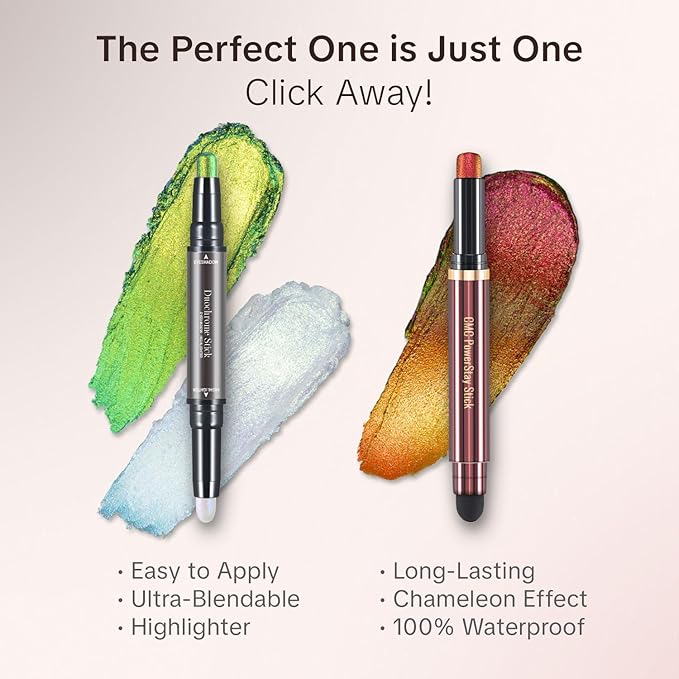 CHARMACY Multichrome 2 in 1 Cream Eyeshadow Stick, Waterproof Eye Brightener Highlighter Stick Makeup, High Pigmented, Smudge-Proof, Vegan & Cruelty-Free (#901)