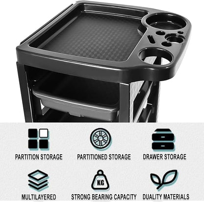 Salon Trolley Cart with Wheels & 5 Drawers, Salon Rolling Stations for Hair Stylist,Hairstylist for Beauty Tattoo Hairdressing Beauty Equipment, Black (T22-5DRAWER)