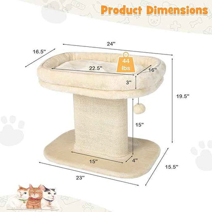 Tangkula Cat Tree for Indoor Cats, 2-Tier Cat Tower with Top Perch & Sisal Scratching Panel & Jingling Fur Ball Toy, Cozy Cat Bed with Scratching Post, Modern Small Kitten Activity Center (Beige)