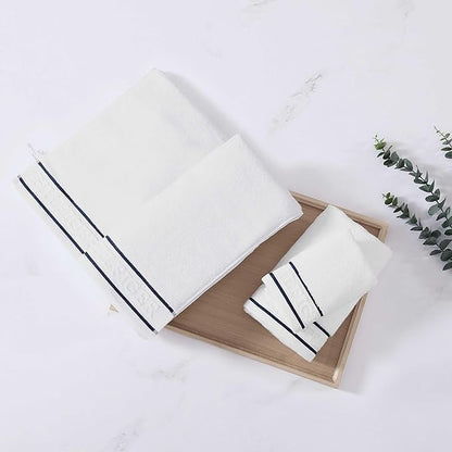 Tommy Hilfiger - Bath Towels, 100% Soft & Absorbent Plush Cotton with Zero Twist Constructions, Quick Dry and Medium Weight Bathroom Towels (Legacy White, 6 Piece)