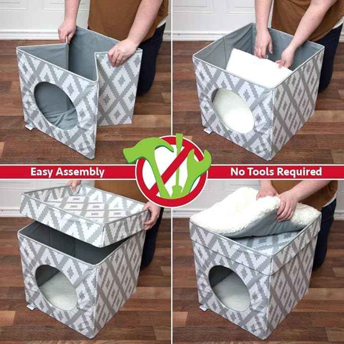 Kitty City Indoor Cat Cube Furniture, White Cube
