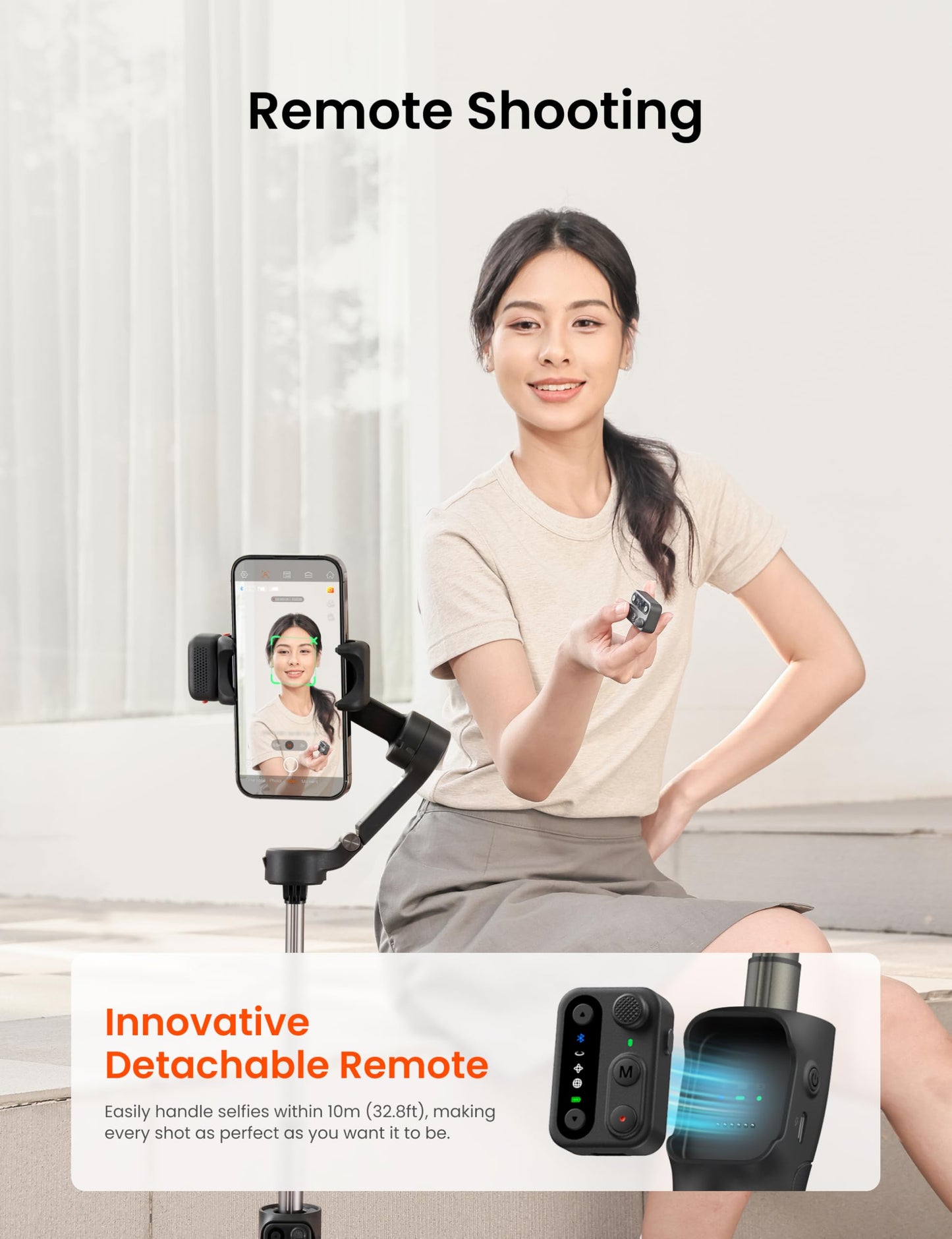 Hohem Isteady V3 Gimbal Stabilizer For Smartphone, 3-Axis Stabilization With Ai Tracker, Detachable Remote Control, Built-In Ext