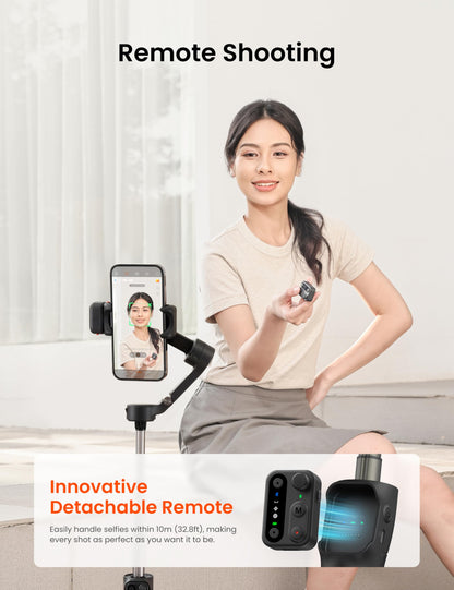 Hohem Isteady V3 Gimbal Stabilizer For Smartphone, 3-Axis Stabilization With Ai Tracker, Detachable Remote Control, Built-In Ext