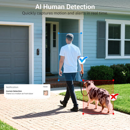 Wireless Wi-Fi Video Doorbell Camera With Ai Motion Detection, Way Audio, Night Vision, Cloud Storage, 2.4Ghz Wi-Fi Only, Batter