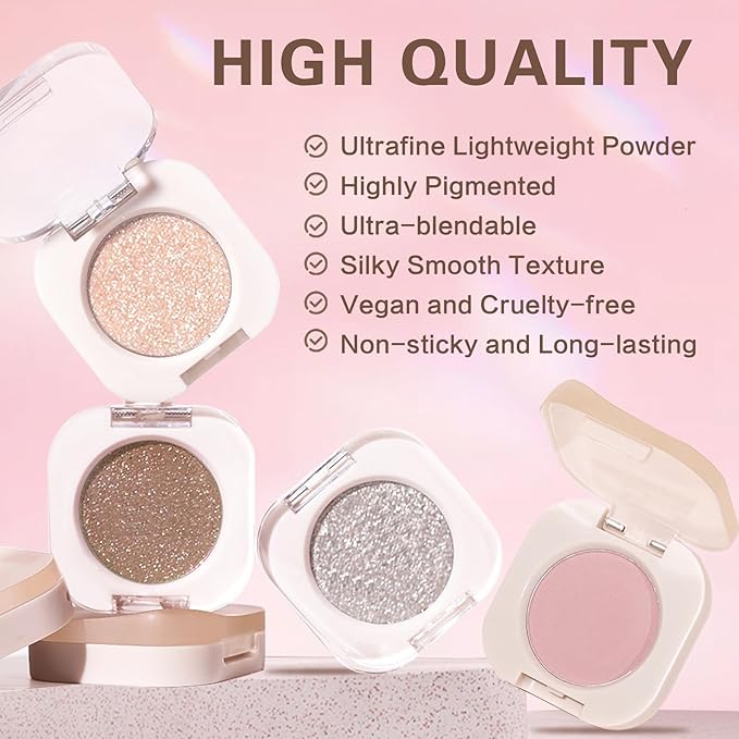 Shimmer Eyeshadow,Glitter Eye Shadow for Older Women,Lightweight Blendable Formula,Ultra-fine Smooth Powder,Daily Champagne Eyeshadow Makeup (11 Weaving Maid)