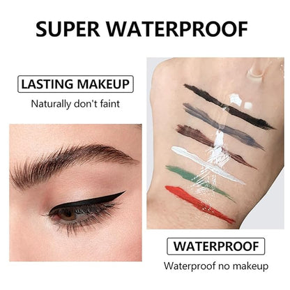 Eyeliner Gel Set,Long Lasting Waterproof High-Intensity Pigments Smudge-Proof Eye liner Makeup With 5.51 IN Long Eyeliner Brush Water-Resistant Creamy Gel 5G-Green
