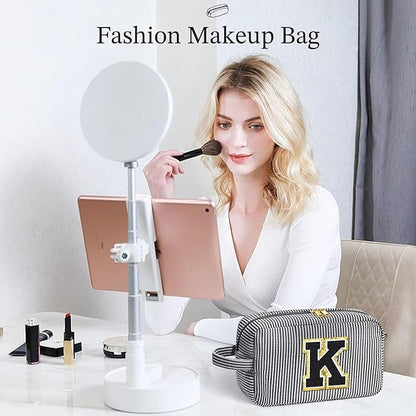 YOOLIFE Gifts for Sister - Birthday Gifts for Sister, Sister Gifts, Sisters Gifts from Sister, Sister In Law Gifts, Personalized Gifts Idea for Women Her, Travel Initial Black Makeup Bags for Women D