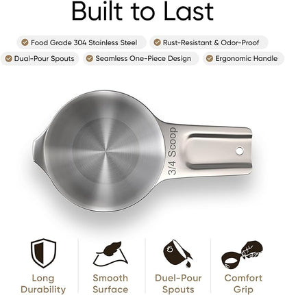 Color Up ¾ Cup Pet Food Scoop – Stainless Steel Dog Food Scoop Cup (12 Tbsp) – Heavy-Duty, Rust-Resistant Measuring Scoop for Dogs, Cats, Birds & Rabbits – Ideal for Dry Food & Treats