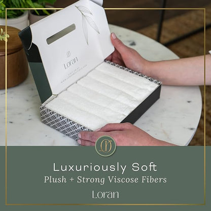 White Washcloths Set of 6 Soft Facial Cloths 10” x 10” 100% Viscose Derived from Bamboo Spa-Like Feel Silky Face Cloth for Skin Cleansing