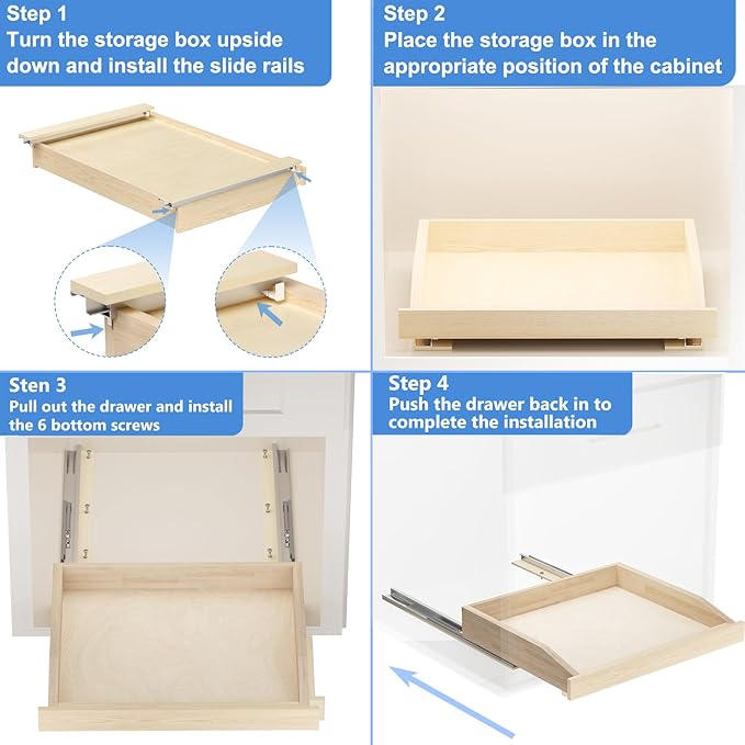 LOVMOR Pull Out Cabinet Organizer 22½”W x 21”D, Soft Close Slide Out Drawer Storage Shelves for Kitchen, Wood Cabinet Shelf Pull-Out Organizer Storage for Base Cabinet