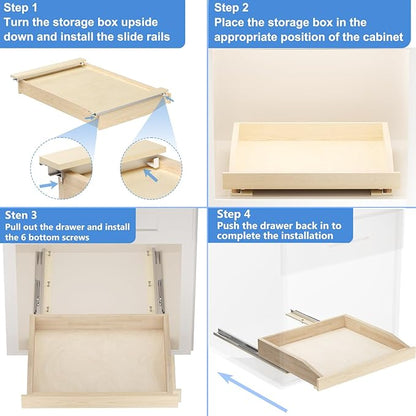 LOVMOR Pull Out Cabinet Organizer 22½”W x 21”D, Soft Close Slide Out Drawer Storage Shelves for Kitchen, Wood Cabinet Shelf Pull-Out Organizer Storage for Base Cabinet