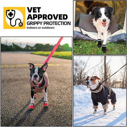 Hcpet Dog Boots for Large Dogs, Dog Shoes for Hot Pavement Winter Snow, Paw Protector Dog Booties Designed for Comfort and Breathability, Outdoor Booties for Small Medium Dogs for Hiking Pink Size 8