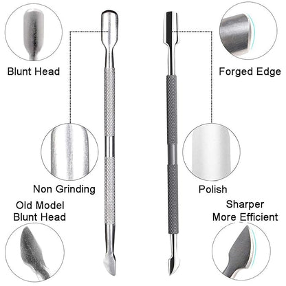 Ejiubas Cuticle Trimmer with Cuticle Pusher Cuticle Nipper Professional Grade Stainless Steel Cuticle Remover Cutter Clipper Durable Pedicure Manicure Tools (Grey)