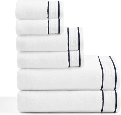 Tommy Hilfiger - Bath Towels, 100% Soft & Absorbent Plush Cotton with Zero Twist Constructions, Quick Dry and Medium Weight Bathroom Towels (Legacy White, 6 Piece)