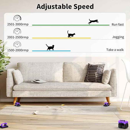 AsFrost Upgraded Interactive Cat Toy for Indoor Cats, Auto/Manual Control DIY Cat Feather Mouse Toy Treadmill for Bored Kitten Puppy Play Chase Run Exercise Hunting-Elegant Purple