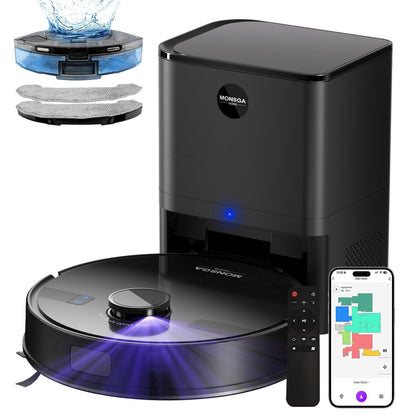 Monsga Robot Vacuum And Mop Combo, 5000Pa Robotic Vacuum With 3.5L Self Emptying Station, Lidar Navigation Robot Vacuum Cleaner,
