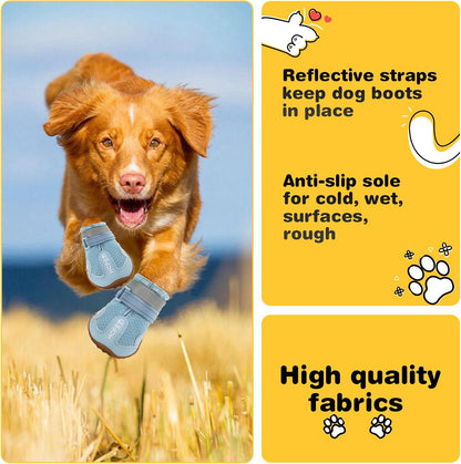 Hcpet Dog Shoes, Dog Boots for Small Dogs, Breathable Medium Dog Booties Paw Protector for Summer Hot Pavement, Winter Snowy Day, Outdoor Walking, Indoor Hardfloors Anti Slip Sole Blue Size 4