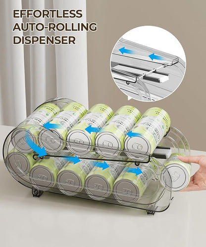 Drink Organizer for Fridge, Soda Can Organizer Dispenser for Refrigerator with Automatic Rolling,Organize Standard Size 11.15oz or 12oz Cans Drink,Save space for Fridge、Kitchen、countertop （2 pack）