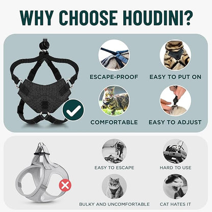 Houdini™ Escape Proof Cat Harness and Leash Set by OutdoorBengal – Tactical Vest for Walking – Extra Large, Adjustable, Long - Houdini Cat Harness Escape Proof for Large Cats + Leash (Pink, XL)