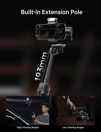 Hohem Isteady M7 Smartphone Gimbal Stabilizer, Ai Tracking Sensor With Fill Light, 1.4 Full Color Detachable Touchscreen Remote