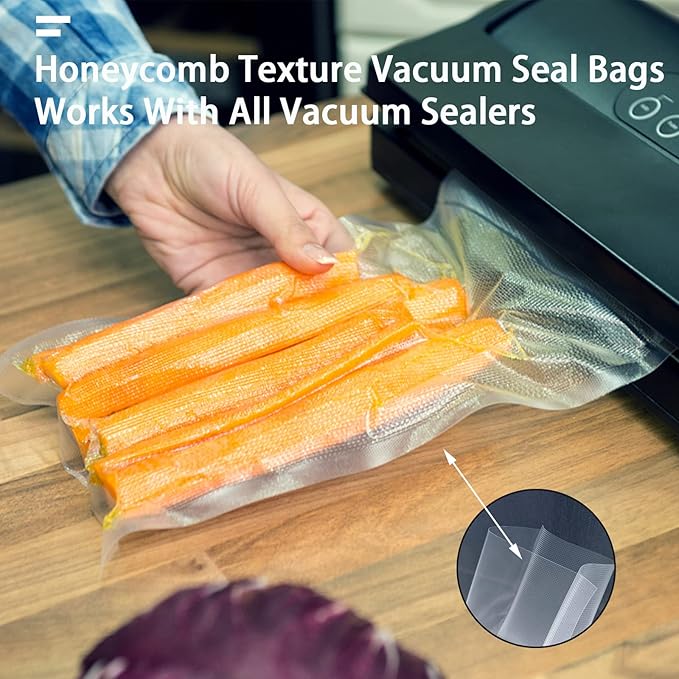Vacuum Sealer Bags,Heavy Duty Pre-Cut Design Commercial Grade 4x6 Inch Food Sealable Bag for Heat Seal Food Storage, Seal Bag Boilsafe to 280°F Freezable, Resizable,Reuseable (100Pcs)