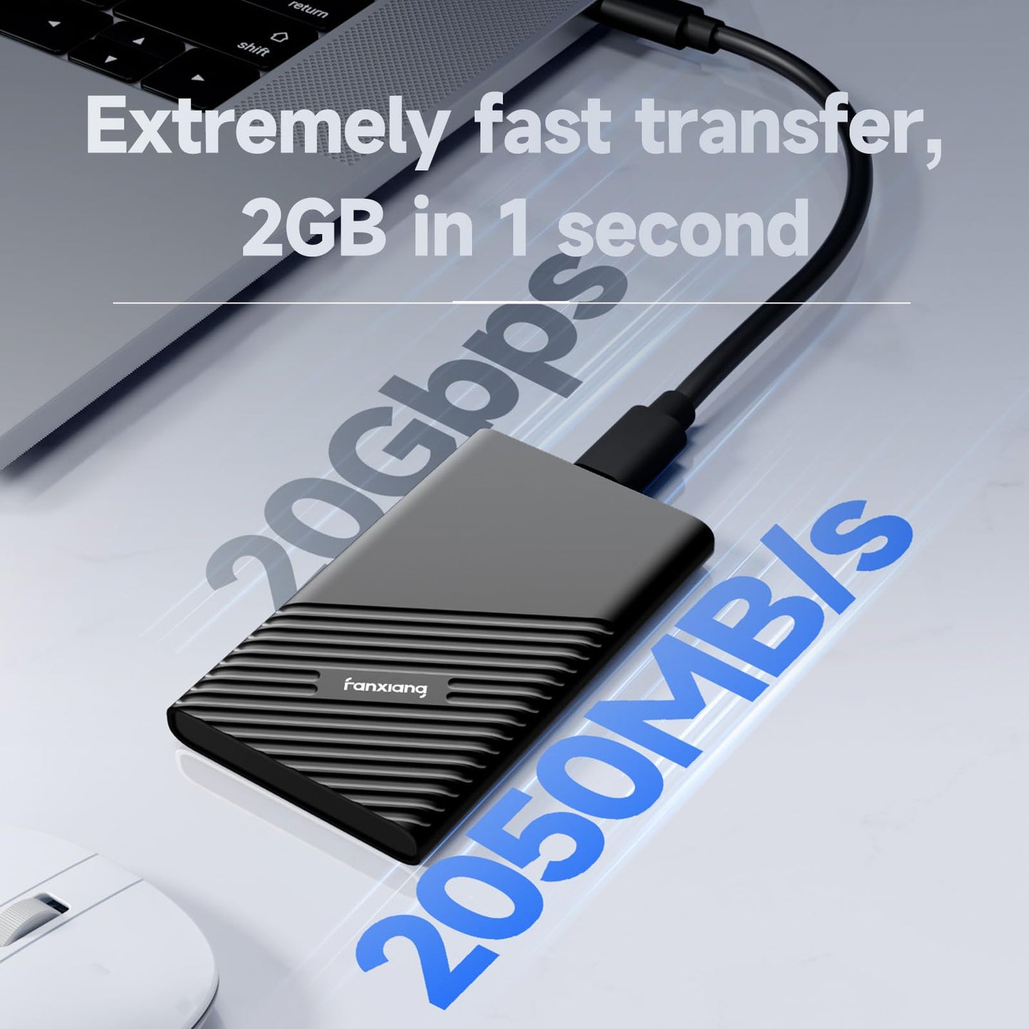 Fanxiang 4Tb External Ssd Portable, Up To 2000Mb/S, Usb C External Solid State Drive External Hard Drive, Usb 3.2 Gen2*2 Type-C