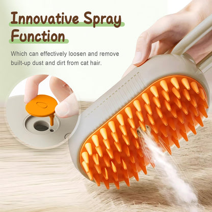 Upgrade Cat Steam Brush, 3 in 1 Pet Steam Groomer Brush, Rechargeable Pet Steam Groomer Comb for Massaging and Cleaning Shedding Pets Hair, Anti-Static Hair Removal Comb for Cats Dogs (White)