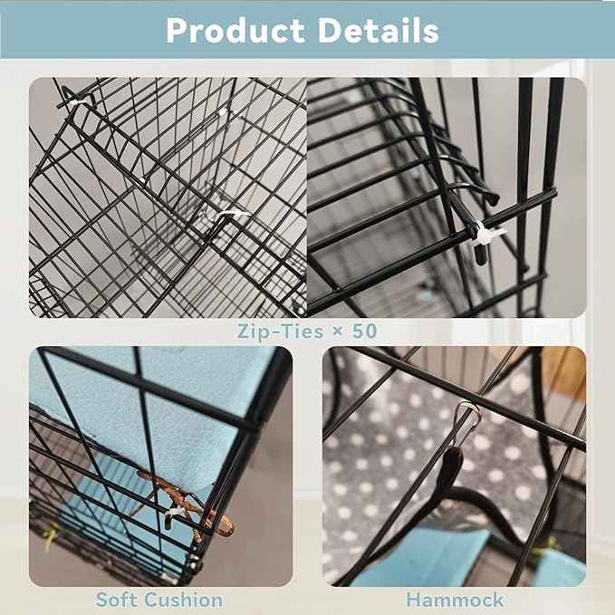 4-Tier Cat Cage Indoor: Large Cat Enclosure Pet Playpen Detachable Metal Wire Kennel Collapsible Crate with Scratching Post & Plush Pads & Hammock for Cats Kittens
