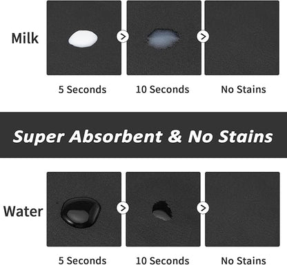 Dog Food Mat - Absorbent Cat Mat for Food and Water, No Stains Pet Feeding Bowl Mat, Easy to Clean Pet Placemats, Quick Dry Dog Water Dispenser Mat for Messy Drinkers | Paw Black 24"x 36"