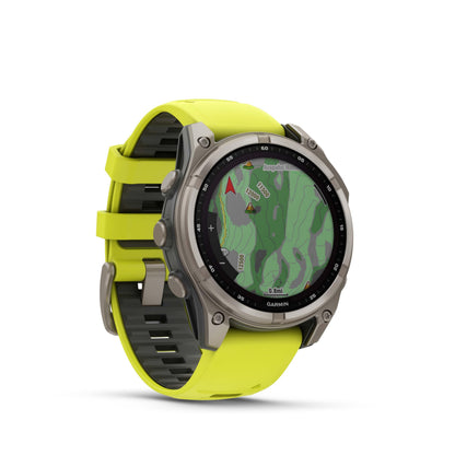 Garmin Fenix 8 - 47 Mm, Multisport Gps Smartwatch, Solar, Sapphire, Titanium With Amp Yellow/Graphite Silicone, Built-In Led Fla
