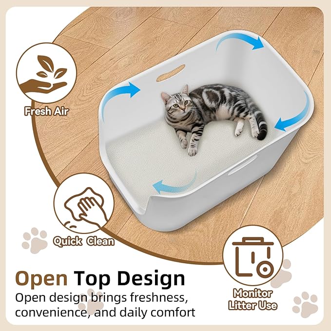 Extra Large High Sided Litter Box,22.6"×14.8"×13.8" XL Cat Litter Box for Indoor Cats,Jumbo Cat Box for Big Cats,Open Top Tall Litter Pan with High Wall,Easy to Clean,Anti-Splashing Design