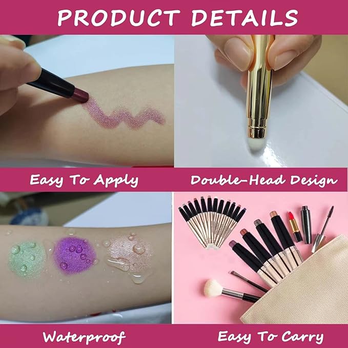 Nude Eyeshadow Stick Makeup pen, Cream Shimmer Smooth Eyes hadow Pencil Palette, Hypoallergenic Waterproof Long Lasting Highlighter, Eye Liner Pen, Multi-Dimensional Eyes Look