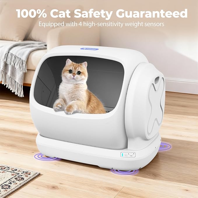 XXXL Self-Cleaning Cat Litter Box, 106L Extra-Large Automatic Cat Litter Box for Multiple Cats, Safety Sensor/Anti-Pinch Patent/Smart APP Control/Low Entrance/Double-Layer Defense/Easy Clean
