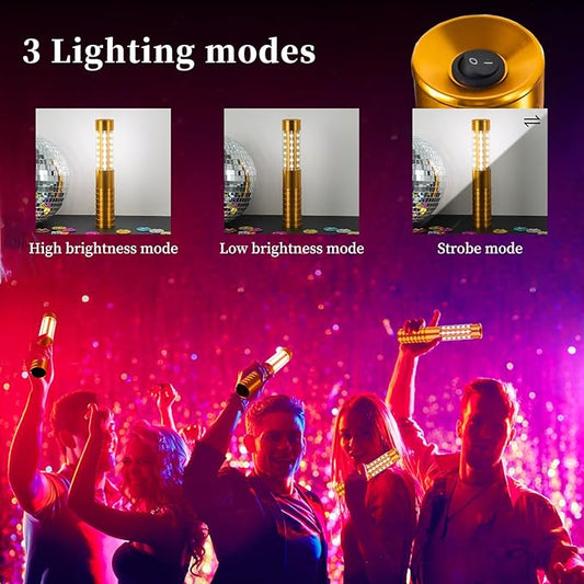 8 Pieces LED Strobe Baton Light Rechargeable Bottle Service Sparklers Stick Reusable Champagne Bottle Handheld LED for Club Stage Nightclub Party Concert Event Bar Outdoor - Gold