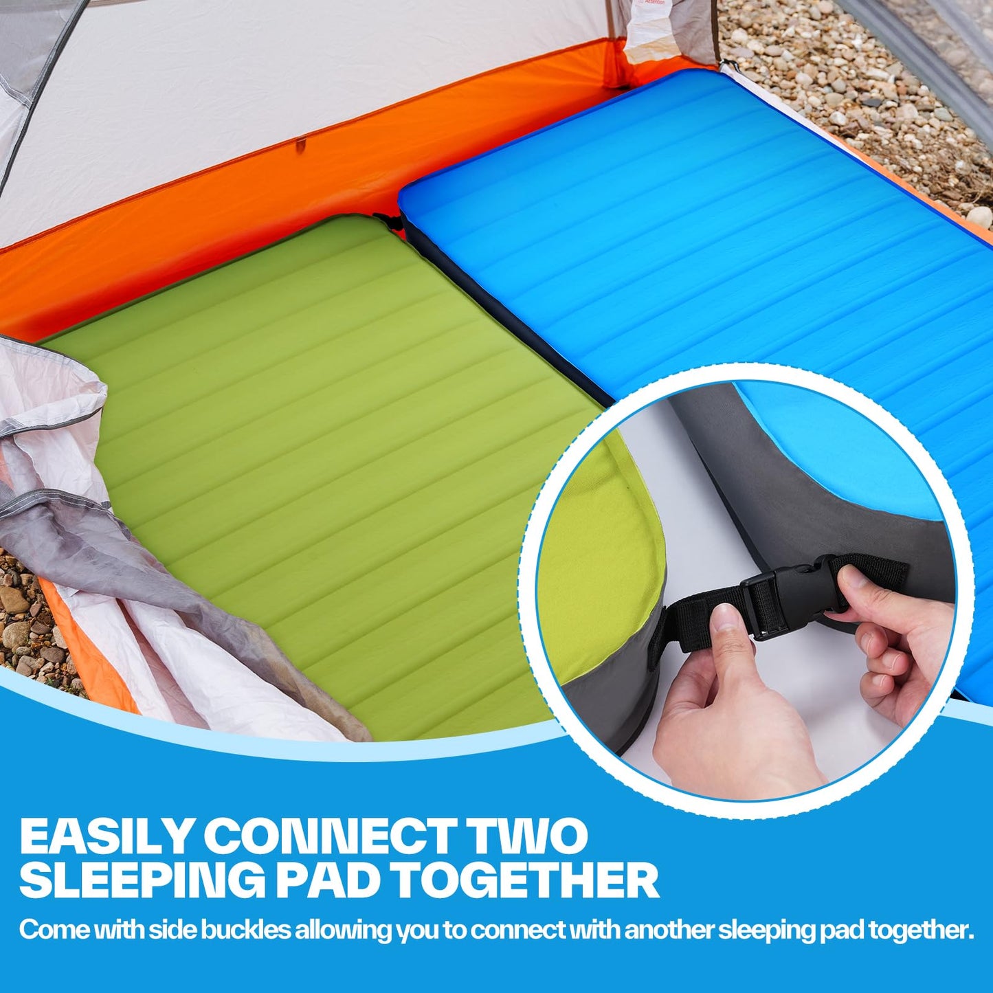 Sportneer Sleeping Pad for Camping: 4" Ultra-Thick Air & Foam Camping Mattress with 10 R Value, 4-Season Large Size 78" x 30" Self-Inflating Sleeping Pad for Camp/Travel/Car/Tent, Easy to Inflate