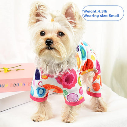 Dog Pajamas Pjs Spring Summer Dog Clothes for Small Dogs Girl - Boy - Medium Size Dogs, Soft Stretchy Puppy Clothes Doggie Onesies Cat Pet Jammies Outfit (Floral, Large)