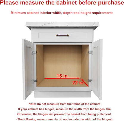 Wood Pull Out Cabinet Organizer 14" W x 21" D, Heavy-Duty Sliding Drawers for Inside Cabinets Storage and Organization for Kitchen, Pantry, Bathroom