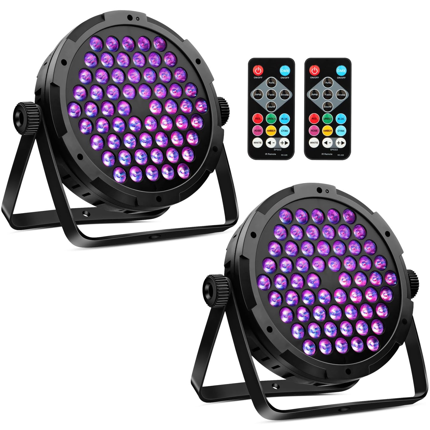 90W 60Leds Par Lights 2Pack - Rgb Stage Par Lights Sound Activated By Remote & Dmx Control Uplights For Events Church Wedding Mu