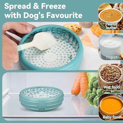 Dog Lick Bowl, Animire Freeze Lick Mat for Dogs, Non-Slip Slow Feeder Licking Bowl Enrichment Treat for Distraction Anxiety Relief, Food Grade Silicone, Dishwasher Safe(Teal,XL)