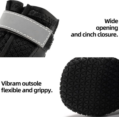 Hcpet Dog Boots for Large Dogs, Dog Shoes for Hot Pavement Winter Snow, Paw Protector Dog Booties Designed for Comfort and Breathability, Outdoor Booties for Small Medium Dogs for Hiking Black Size 8