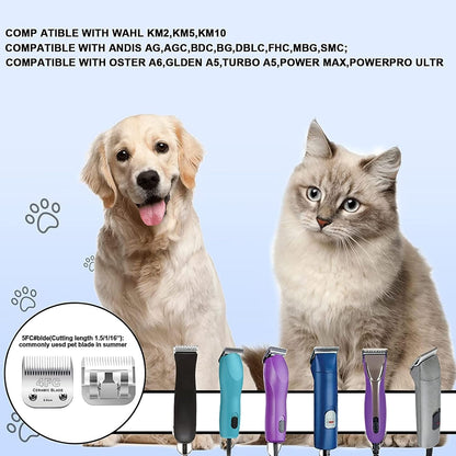 5PCS 10 Blades Dog Grooming Replacement Blades Compatible with Andis Pet Clipper/Oster A5/Wahl KM Series Dog Clipper,Ceramic Blade & Stainless Steel Blade, Size ：#10+30+40+5FC+4FC